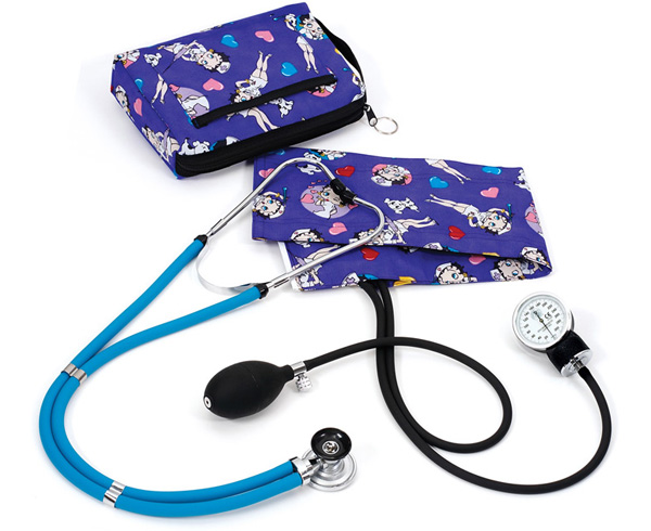 Aneroid Sphygmomanometer / Sprague-Rappaport Stethoscope Kit, Adult, Betty Boop Colored Hearts, Print < Prestige Medical #A2-BCH 
