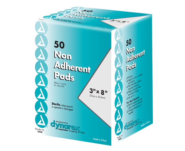 Non Adherent Pads, Sterile, 3" x 8", Box/50 < Dynarex #3438 