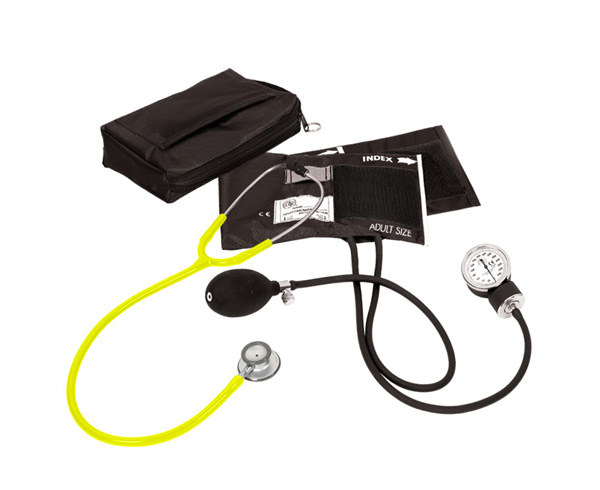 Aneroid Sphygmomanometer / Clinical Lite Stethoscope Kit, Adult, Neon Yellow < Prestige Medical #A121-N-YEL 