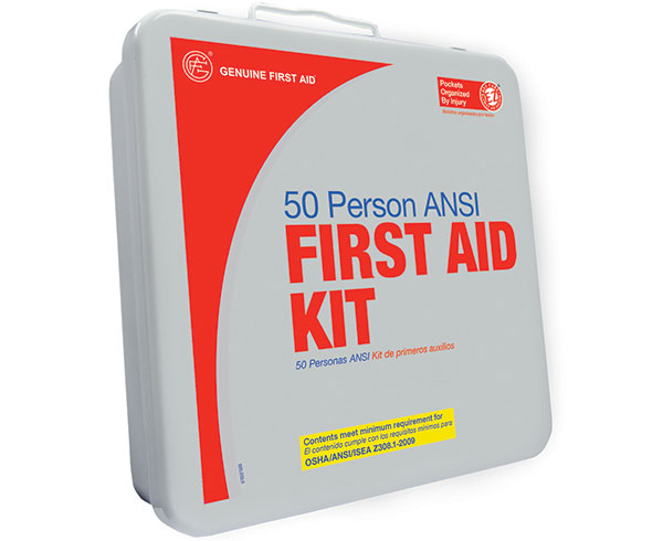 50 Person ANSI/OSHA First Aid Kit, Weather Proof Metal Case < Genuine First Aid #9999-2123 