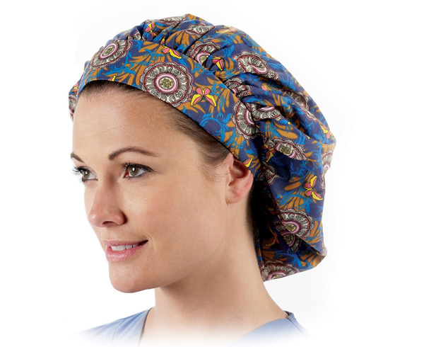 Nurse's Bouffant Style Scrub Caps, Assorted, Pack of 12 < Prestige Medical #710-AST 