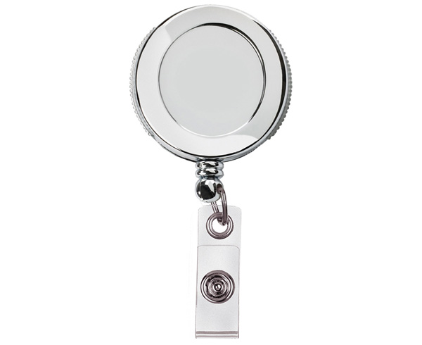 Premium All Metal Retracteze ID Holder, Silver, Print < Prestige Medical #S15 