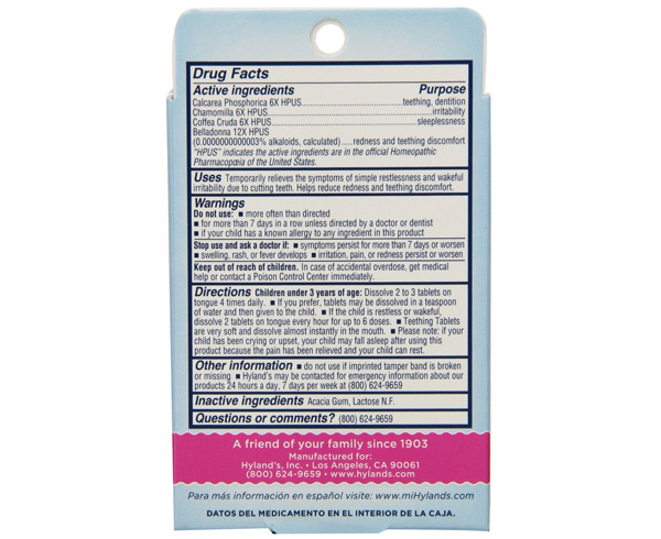Homeopathic Teething Tablets, 100% Natural, 135 Tablets < Hyland's Homeopathic 