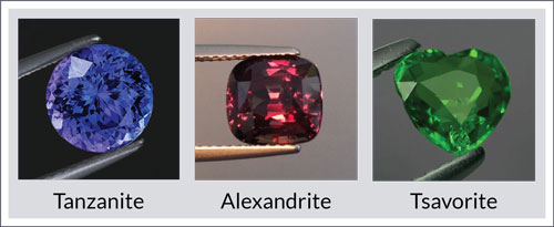 Tanzanite Alexandrite Tsavorite Close Up