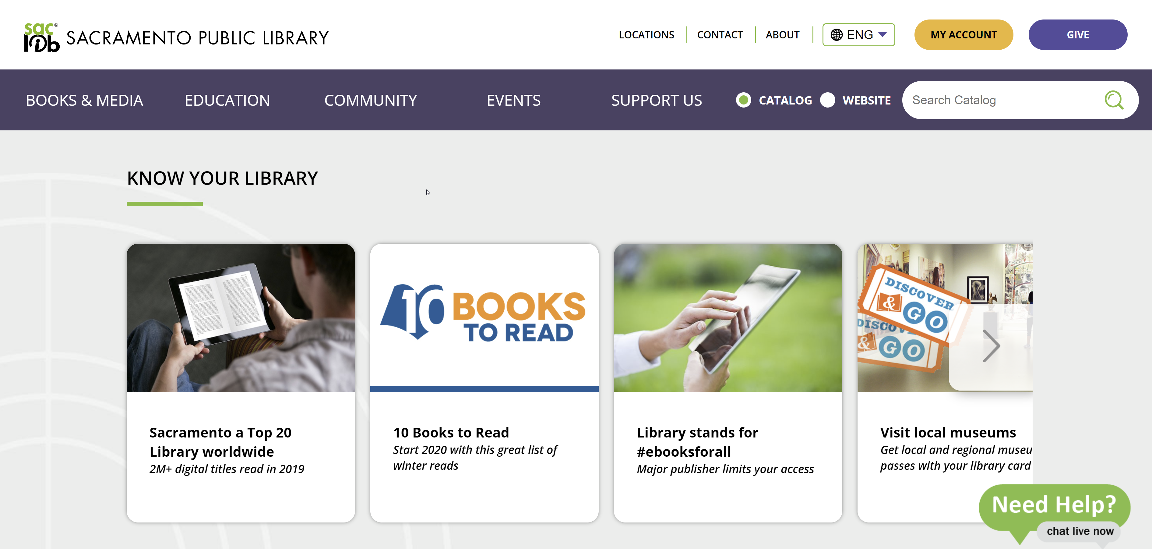 Sample of Custom Chat Widget at Sacramento Public Library