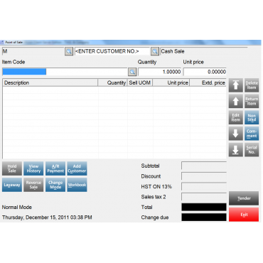 Sage BusinessVision POS Screen