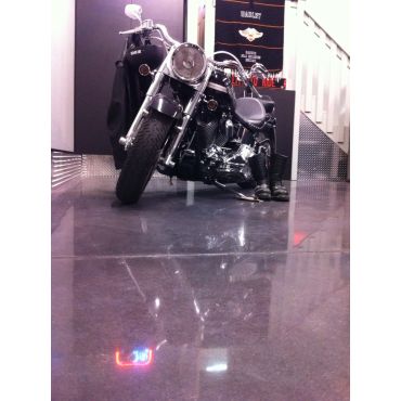 Polished concrete in garage.
