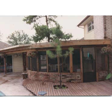 Back yard patio with solar screen.
