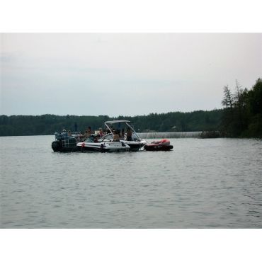 Friends gathering on the lake
