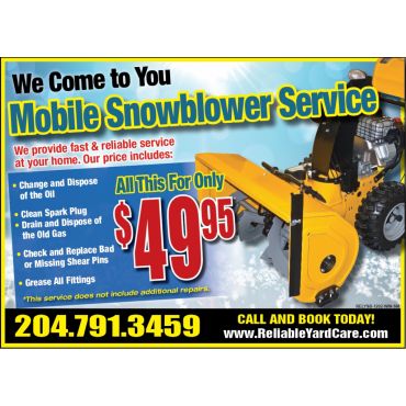 Mobile Snowblower Tune-Up $49.95
