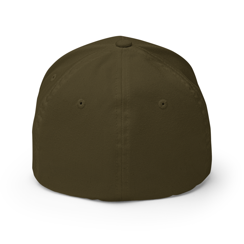 Olive Structured Cap w/White Moose Head — view 2