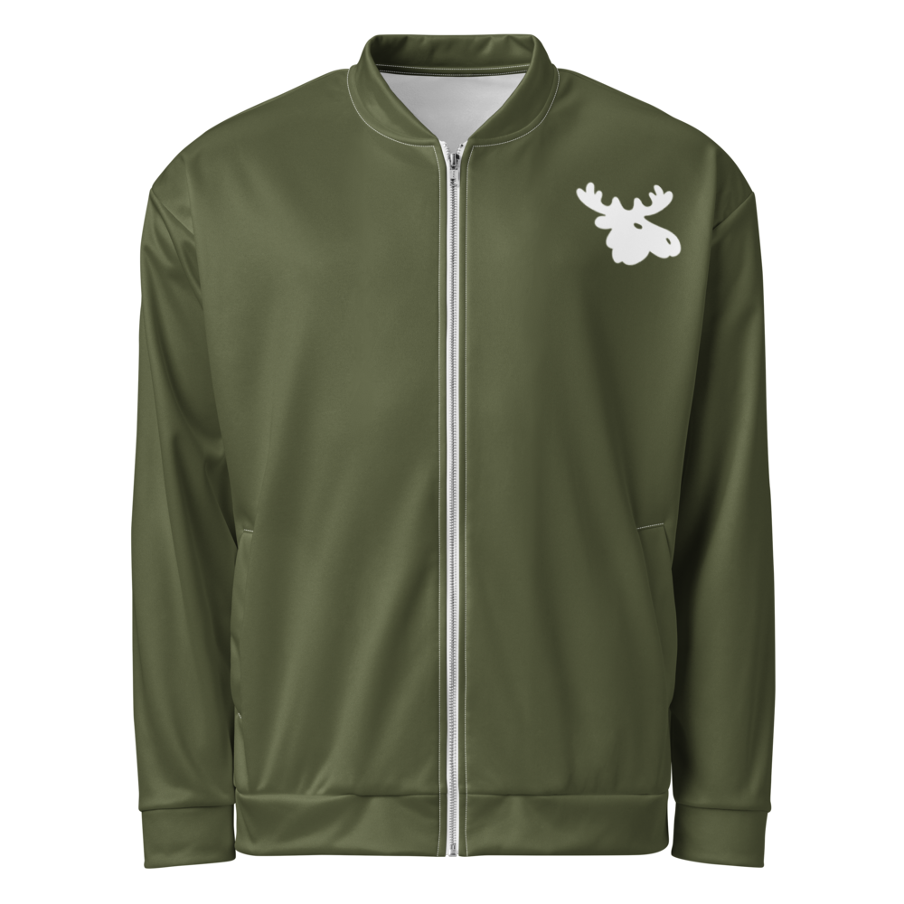 Eco-Friendly Embroidered Bomber Jacket (Moose Face)