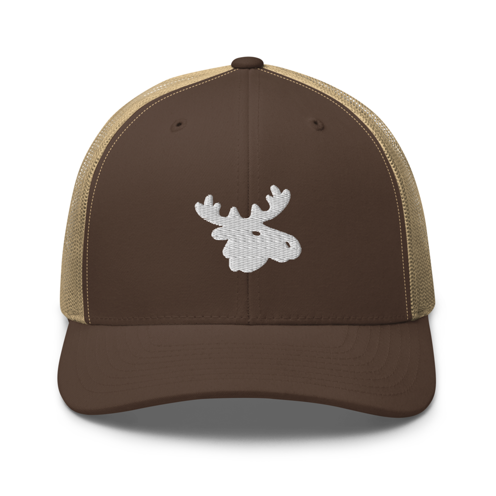 Snapback Trucker Cap w/White Moose Head (4 Colors)