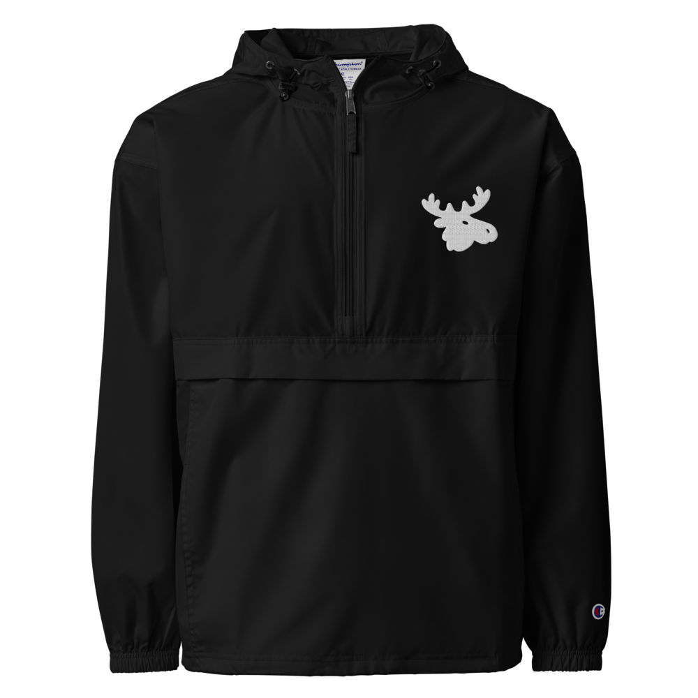 Champion Unisex Packable Anorak Jacket Windbreaker with White Moose Head