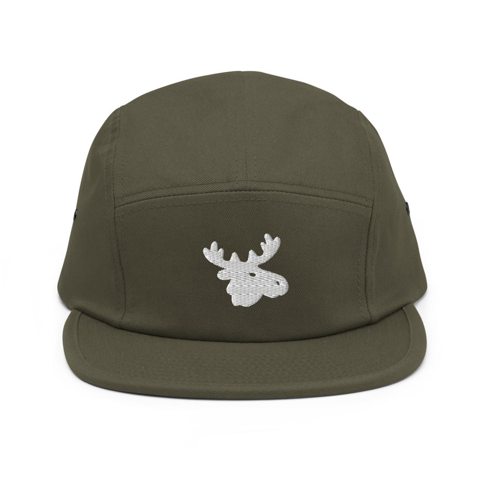 5 Panel Cap w/White Moose Head (3 Colors)