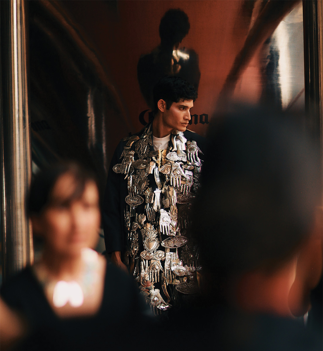 A man wearing a Calra Fernandez design