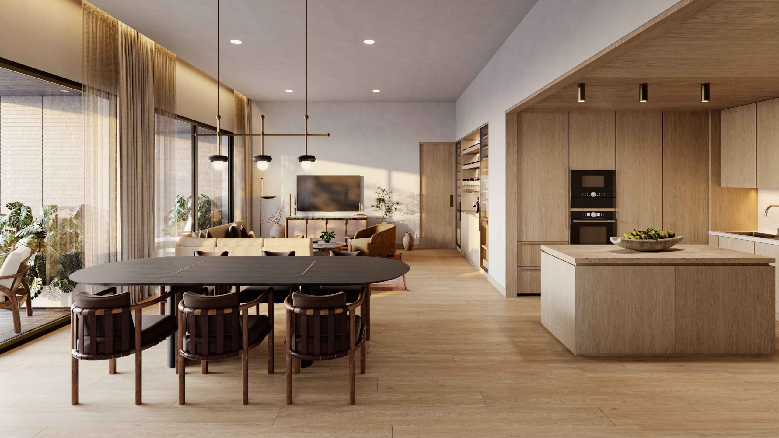 Pendry Residences Mexico City living room and kitchen