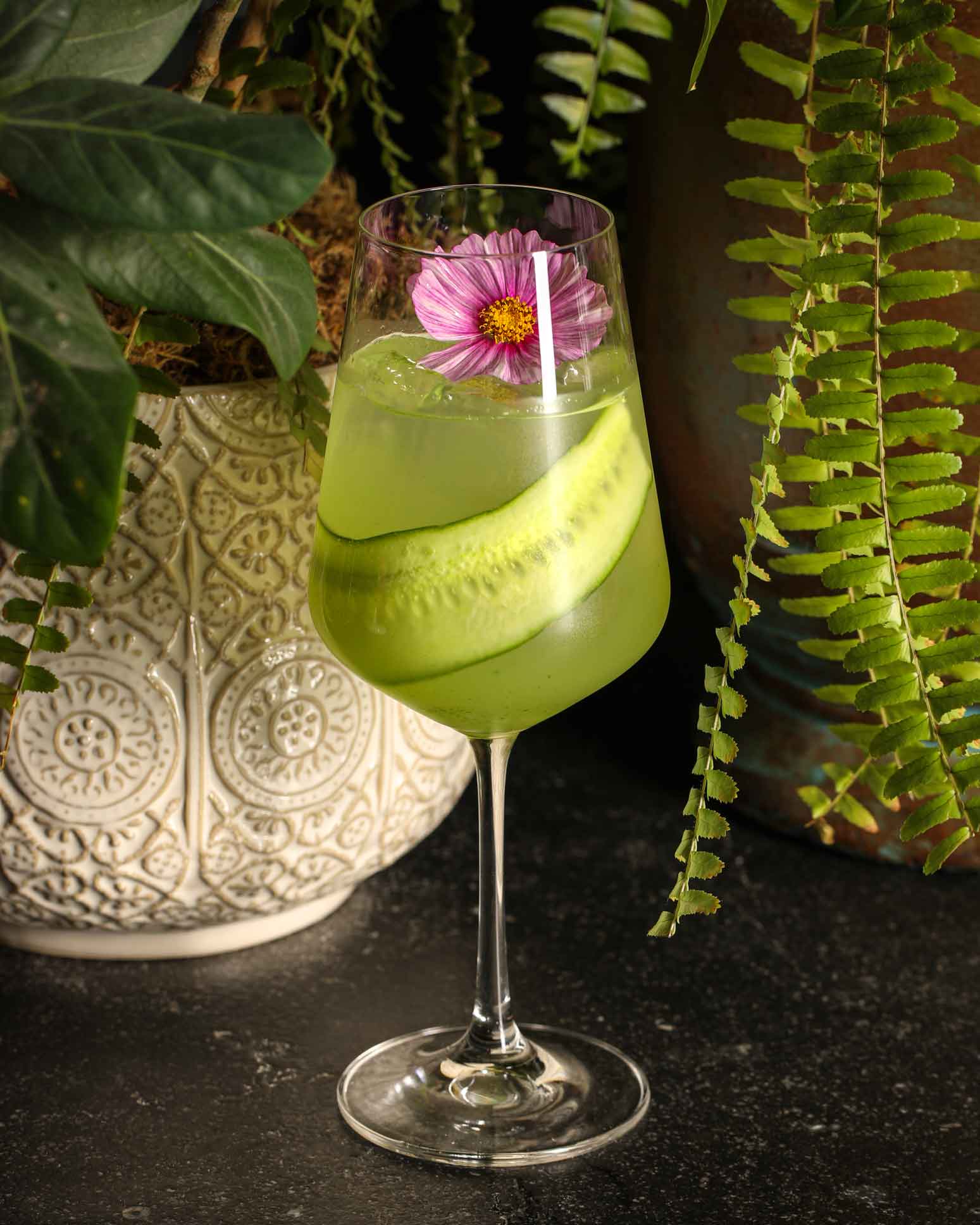 A green cocktail at Little Saint in Healdsburg
