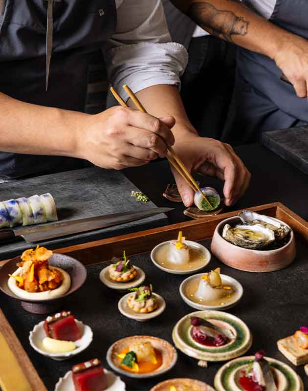 A chef making sushi at Troubadour in Healdsburg