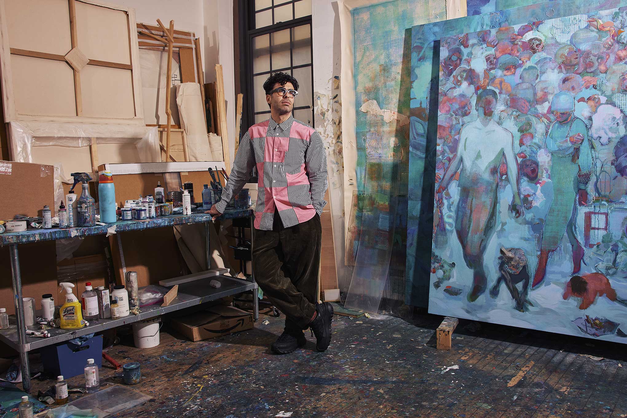 An artist in a Baltimore art studio