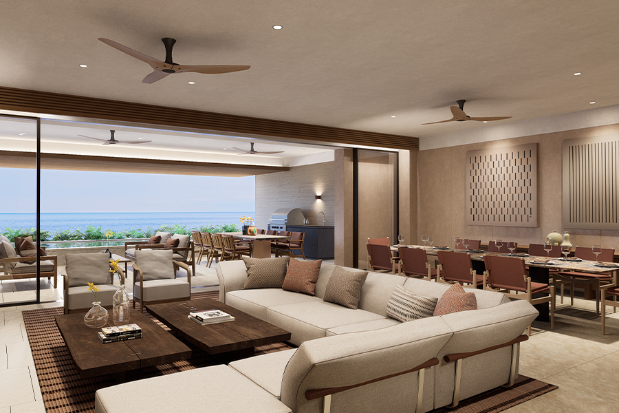 Living room of a residence at Montage Punta Mita