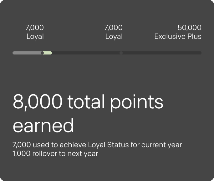 8,000 total points earned