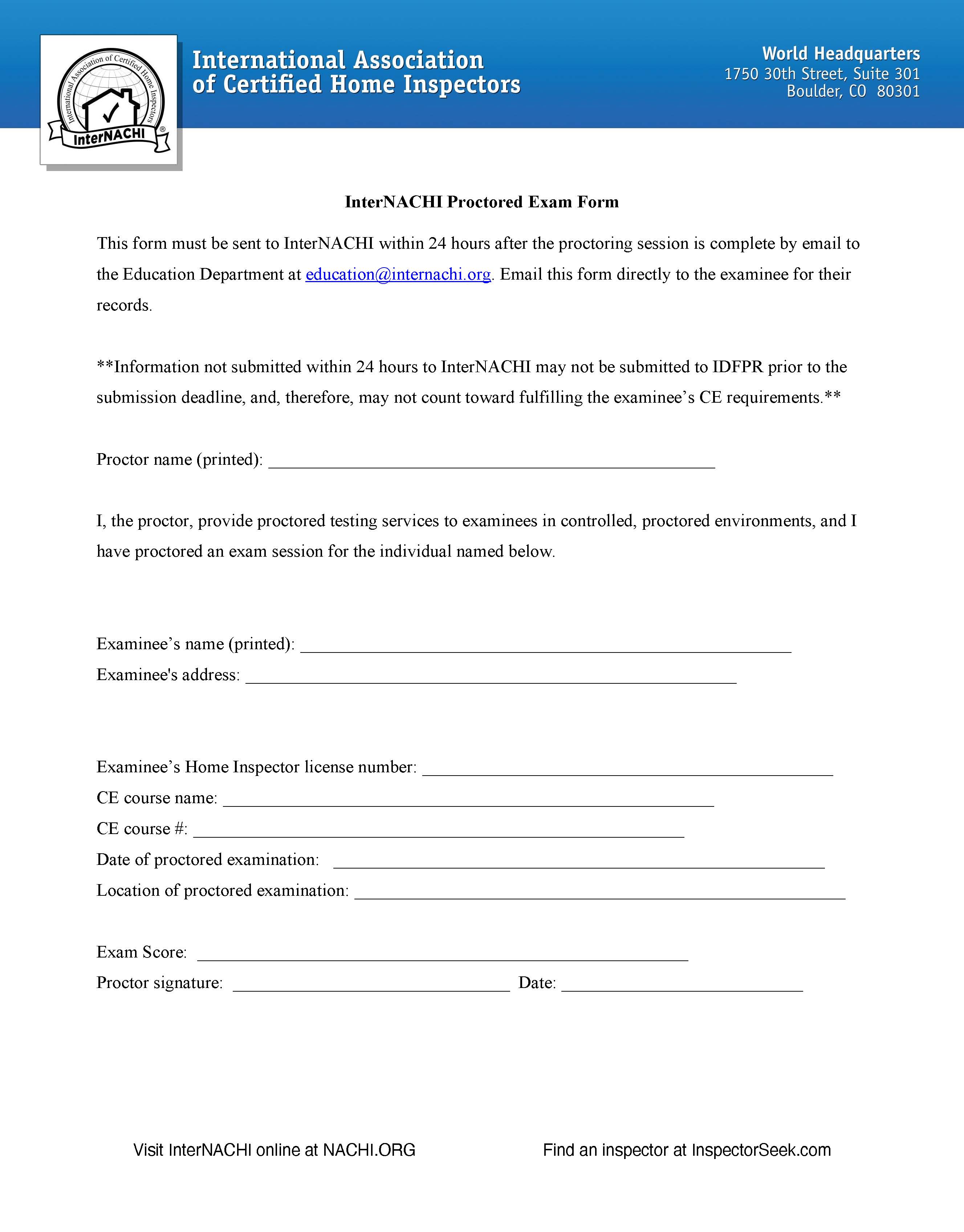 Illinois Exam Proctor Guidelines InterNACHI®