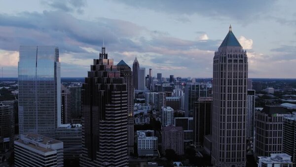 Aerials of City at Dusk Clip 3 vfx asset stock footage