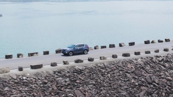 Aerials of SUV Driving Clip 3 vfx asset stock footage