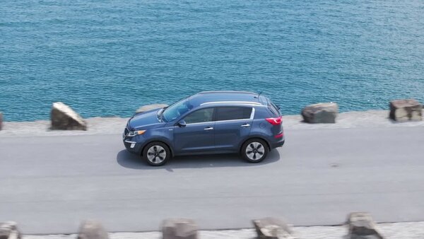 Aerials of SUV Driving Clip 2 vfx asset stock footage