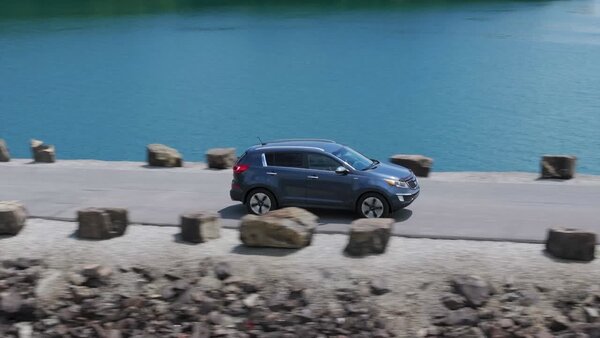 Aerials of SUV Driving Clip 1 vfx asset stock footage
