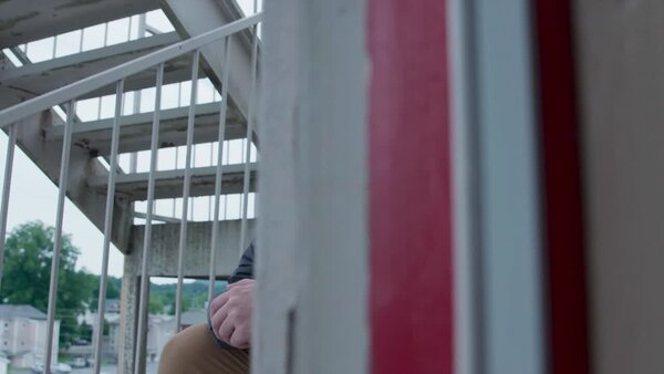 Man Sitting on Steps in the Cold Clip 2 vfx asset stock footage