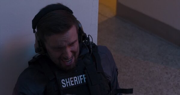 Officer Injured in Gunfight Clip 4 vfx asset stock footage
