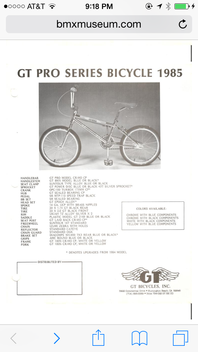 1985 GT catalog? Forums