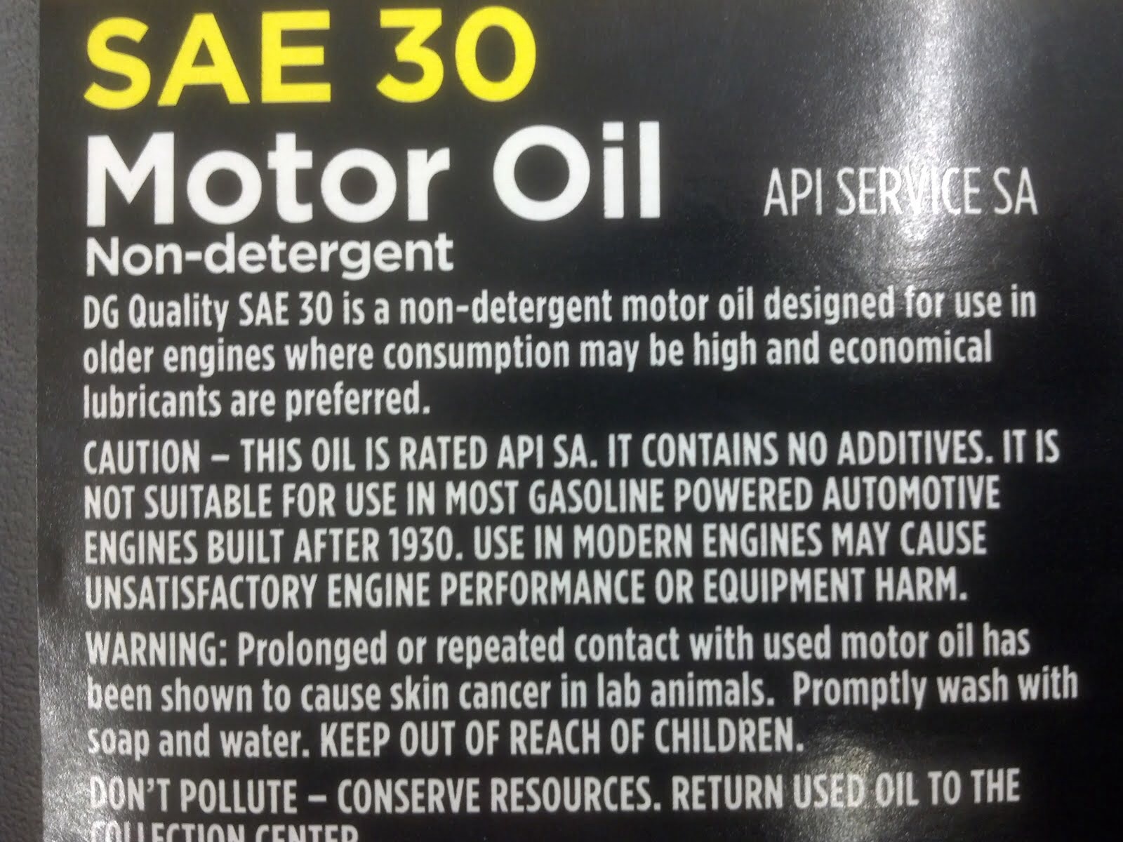 Dollar General motor oil not safe for cars newer than 1980s BMXmuseum