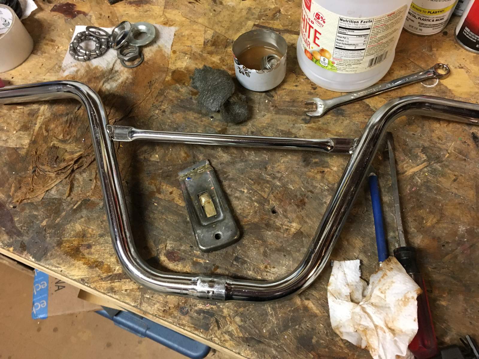 Rust removal on chrome vinegar and 0000 steel wool Forums