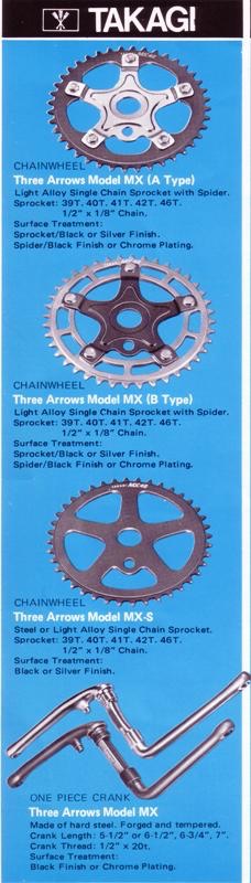 パーツ 70s TAKAGI THREE ARROWS 44T OLD BMX OLD SCHOOL BMX TAKAGI TOURNEY 165 Blue BMX 3 Peice Crank, 44T