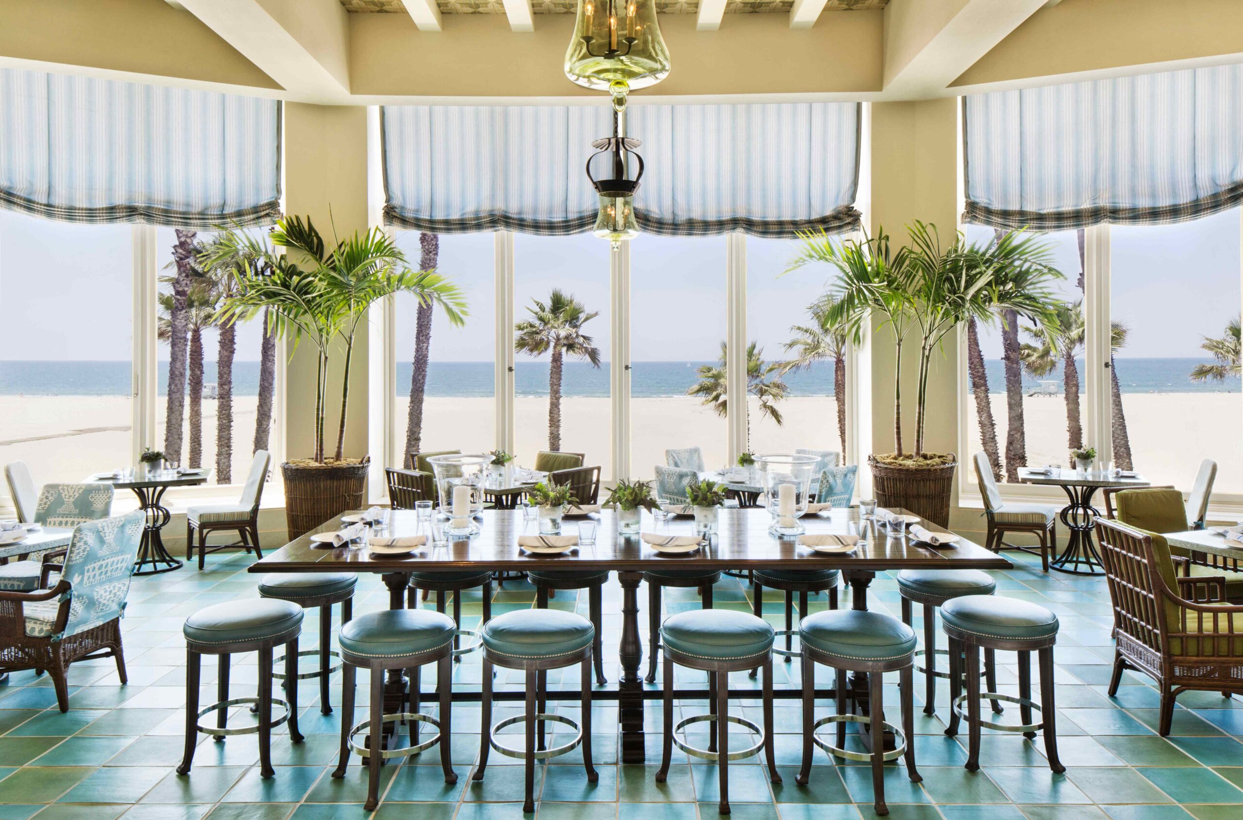 Shot of large table in the hotel dining restaurant, Terrazza