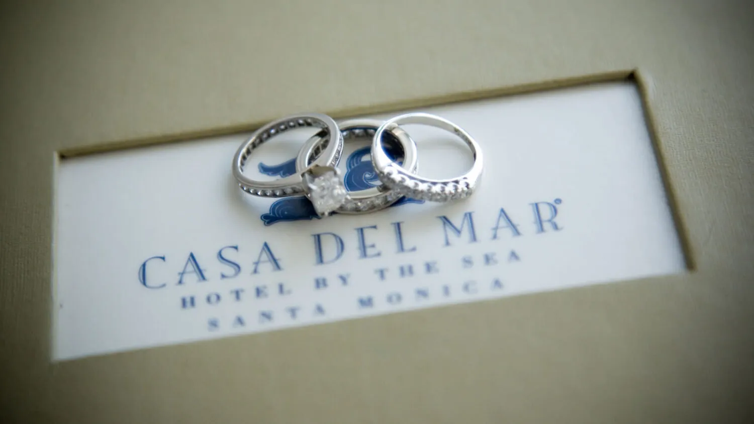 3 wedding rings with an up close shot
