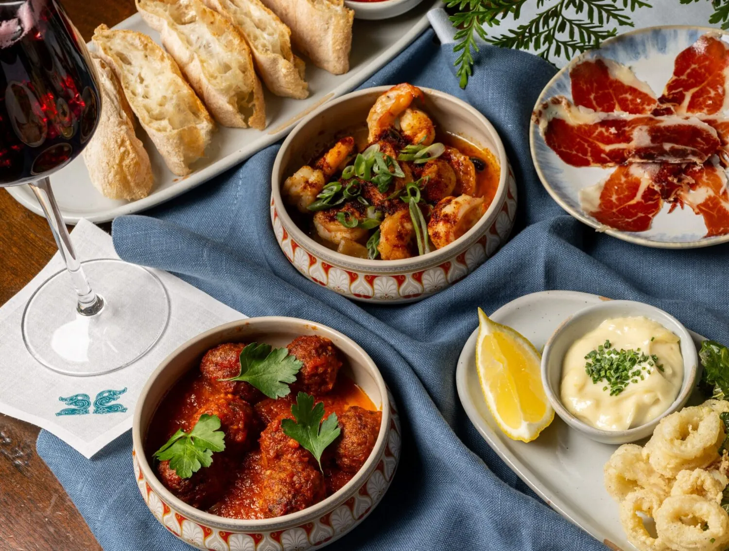 Selection of tapas during Golden Hour
