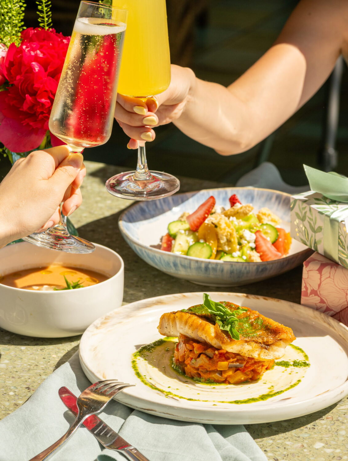 Cheersing to Mom at Mother's Day Brunch at Terrazza