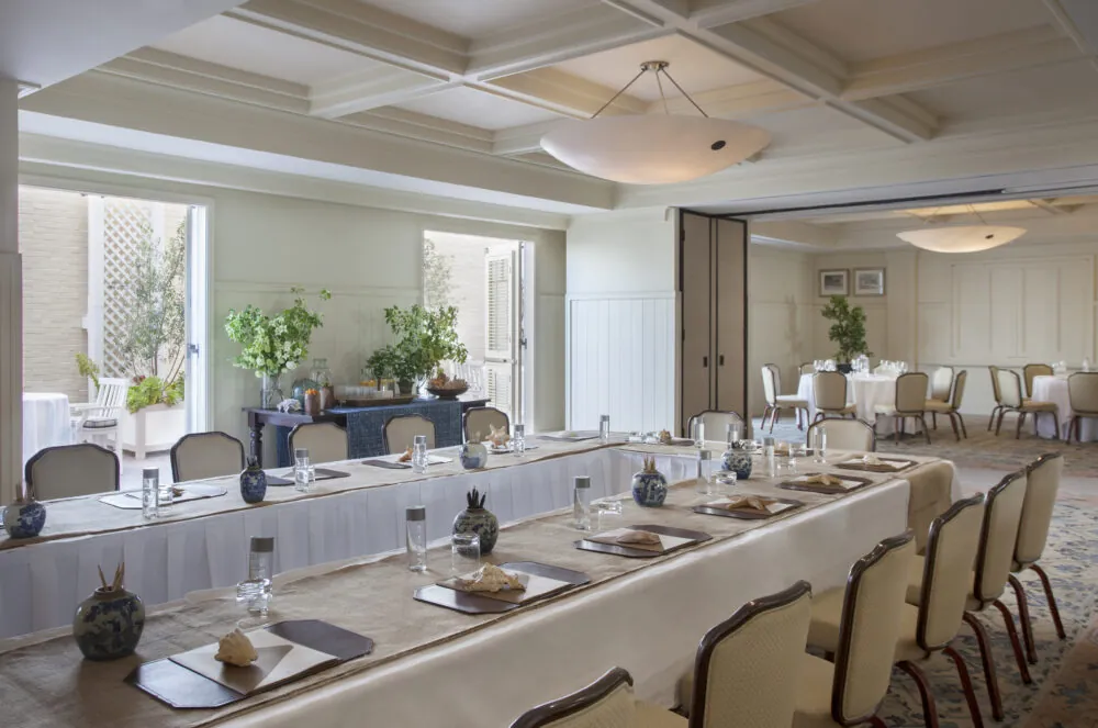 Refined meeting room in Santa Monica with natural light and elegant decor.