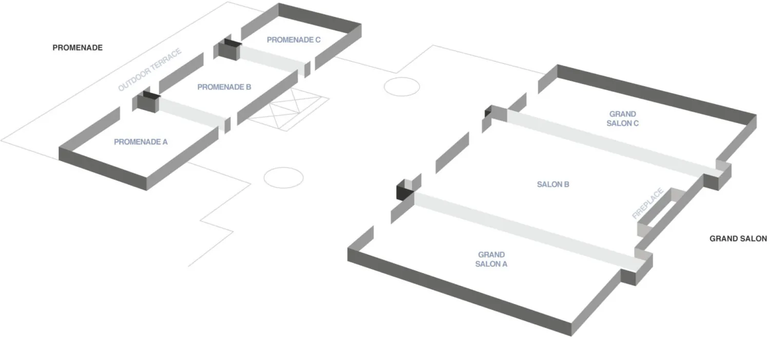Promenade and Grand Salon venue floor plans