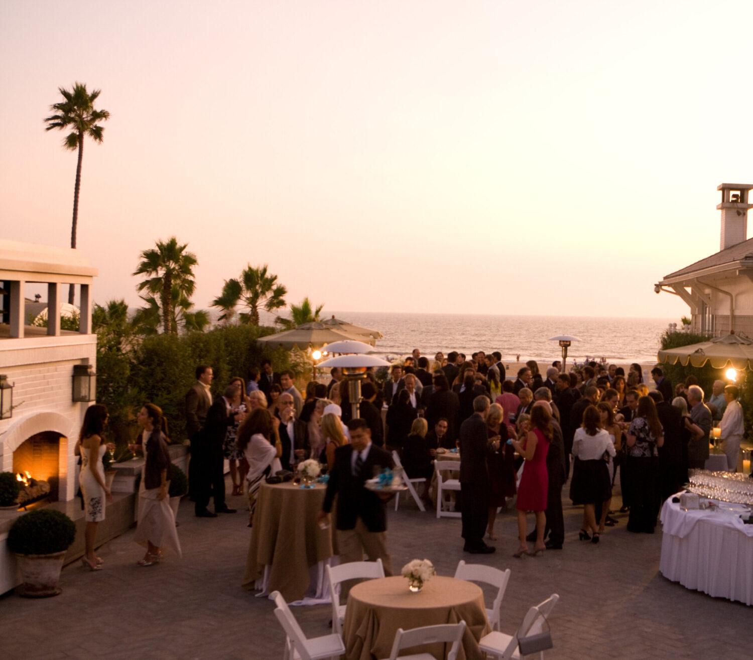 Al fresco reception on the Pacific Terrace with ocean views.