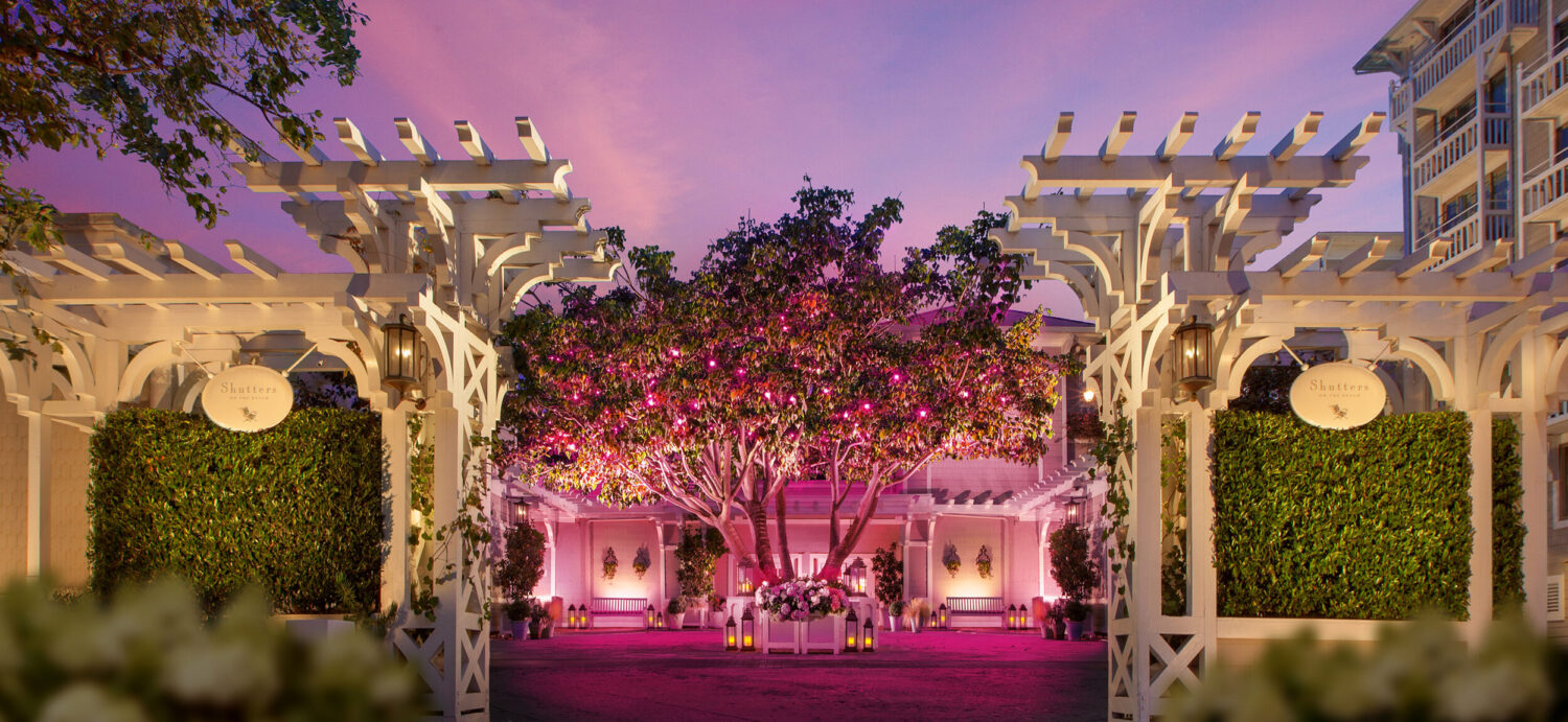 Shutters illuminates in pink for Breast Cancer Awareness.
