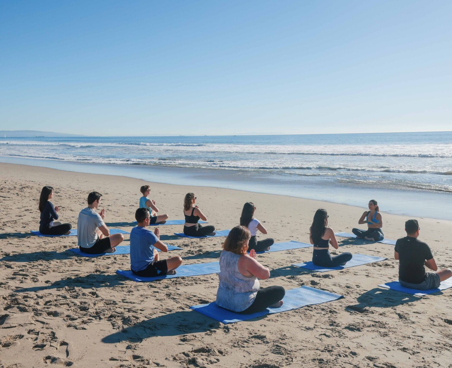 Group private beach yoga in Santa Monica
