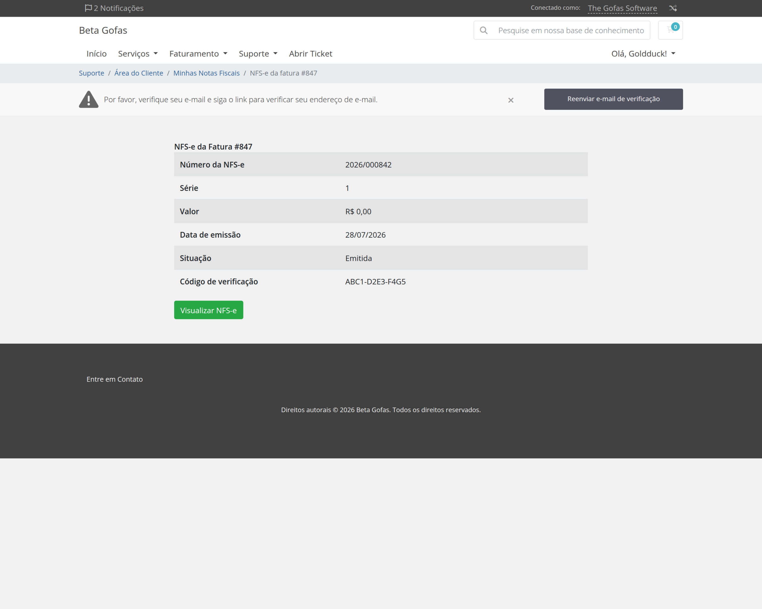 Detalhes da NFS-e na área do cliente, versão 3.0.1