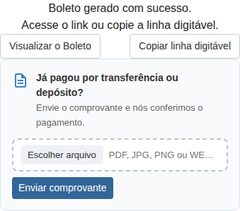 Envio de comprovante de pagamento na fatura