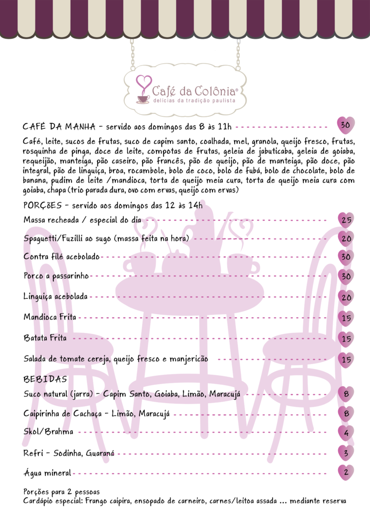 Cardápio Domingo