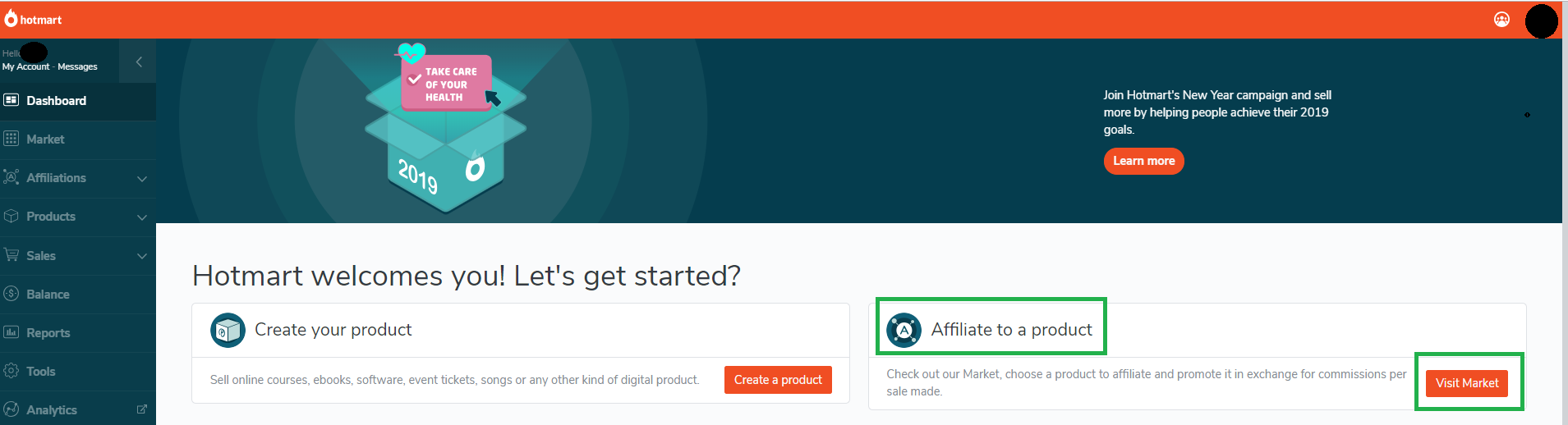  في الصورة اختيار العمل كمسوق بالعمولة وزيارة المنتجات الرقمية 